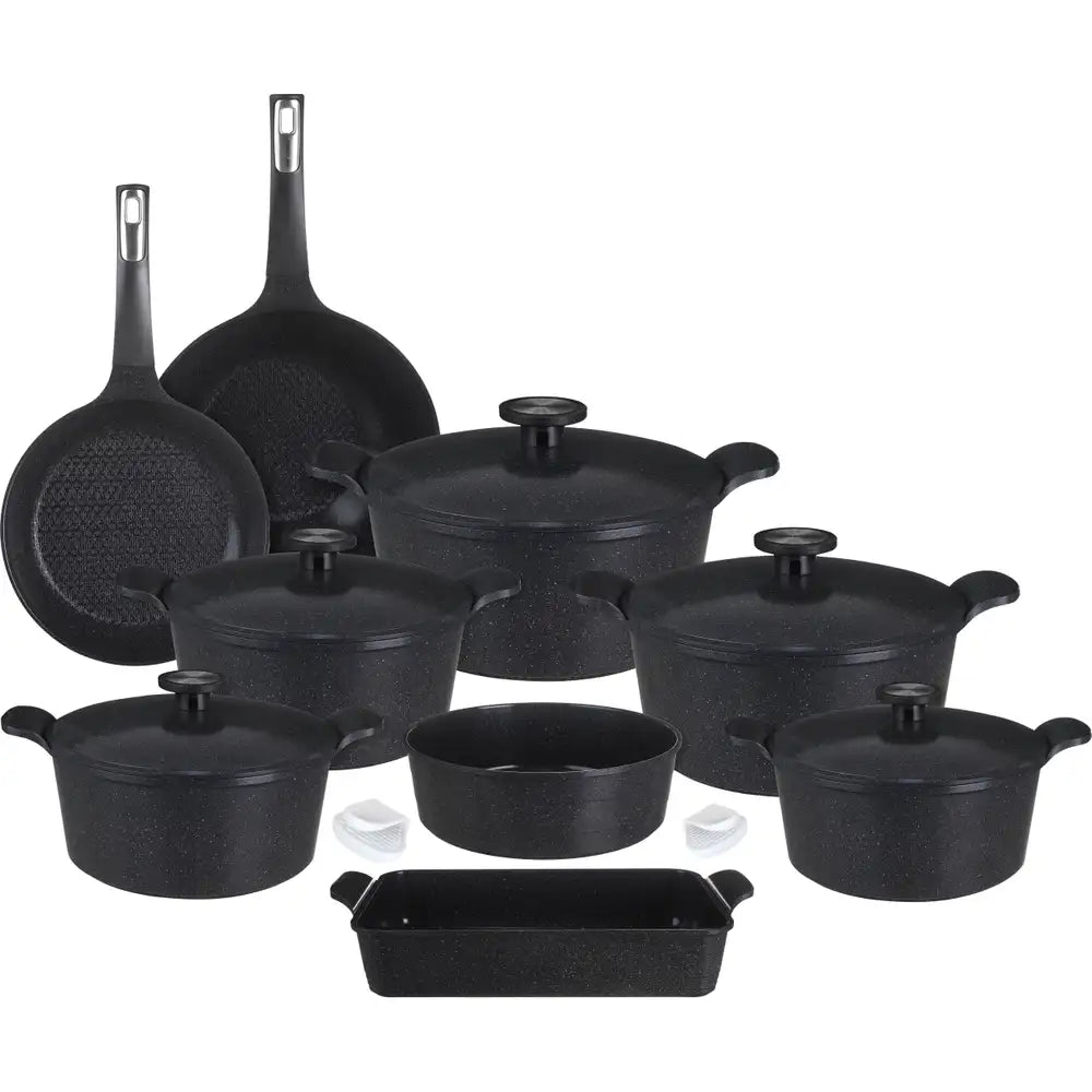 Neoflam Korean Granite Cookware Set, 14 Pieces – Black
