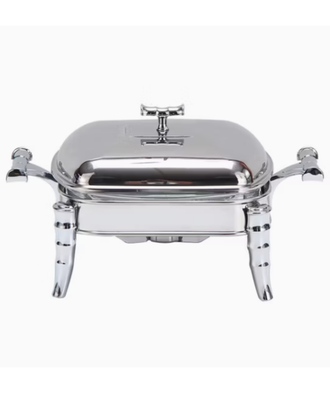 Square Food Serving Chafing Dish – Glass Pot with Stainless Steel Lid & Frame