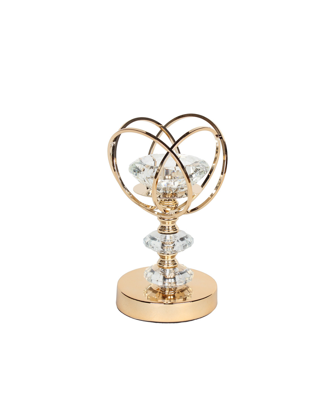 Golden Metal Candle Holder with Crystal