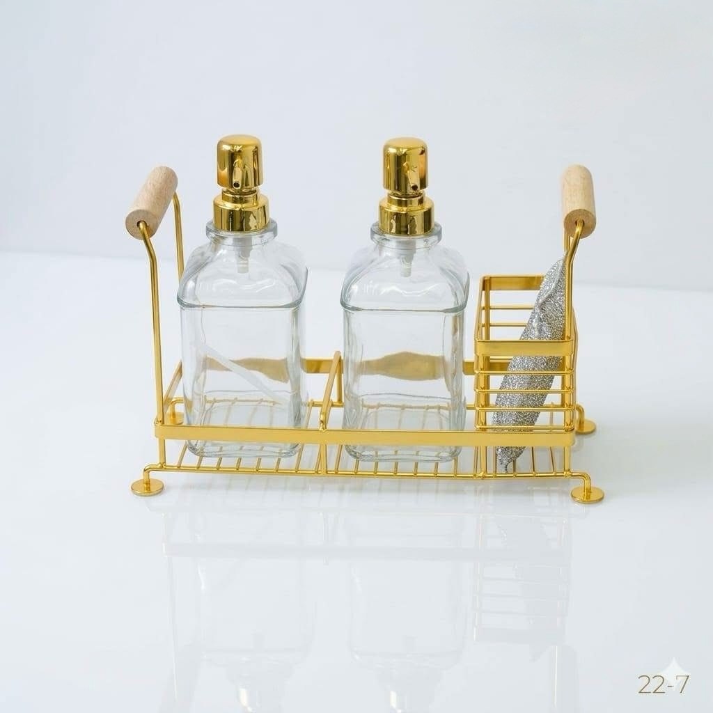 Kangda Glass Soap Dispenser Set with Gold Stand
