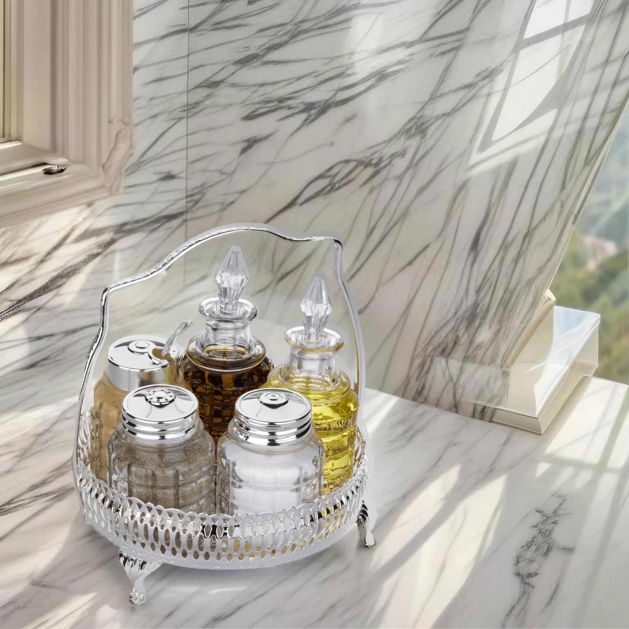 Silver Plated Spice Set – 6 Pieces with Tray Elegant Design
