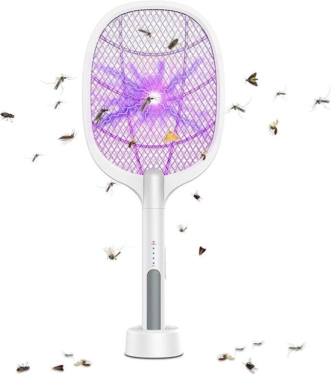 2-in-1 Electric Mosquito Swatter with LED – Portable