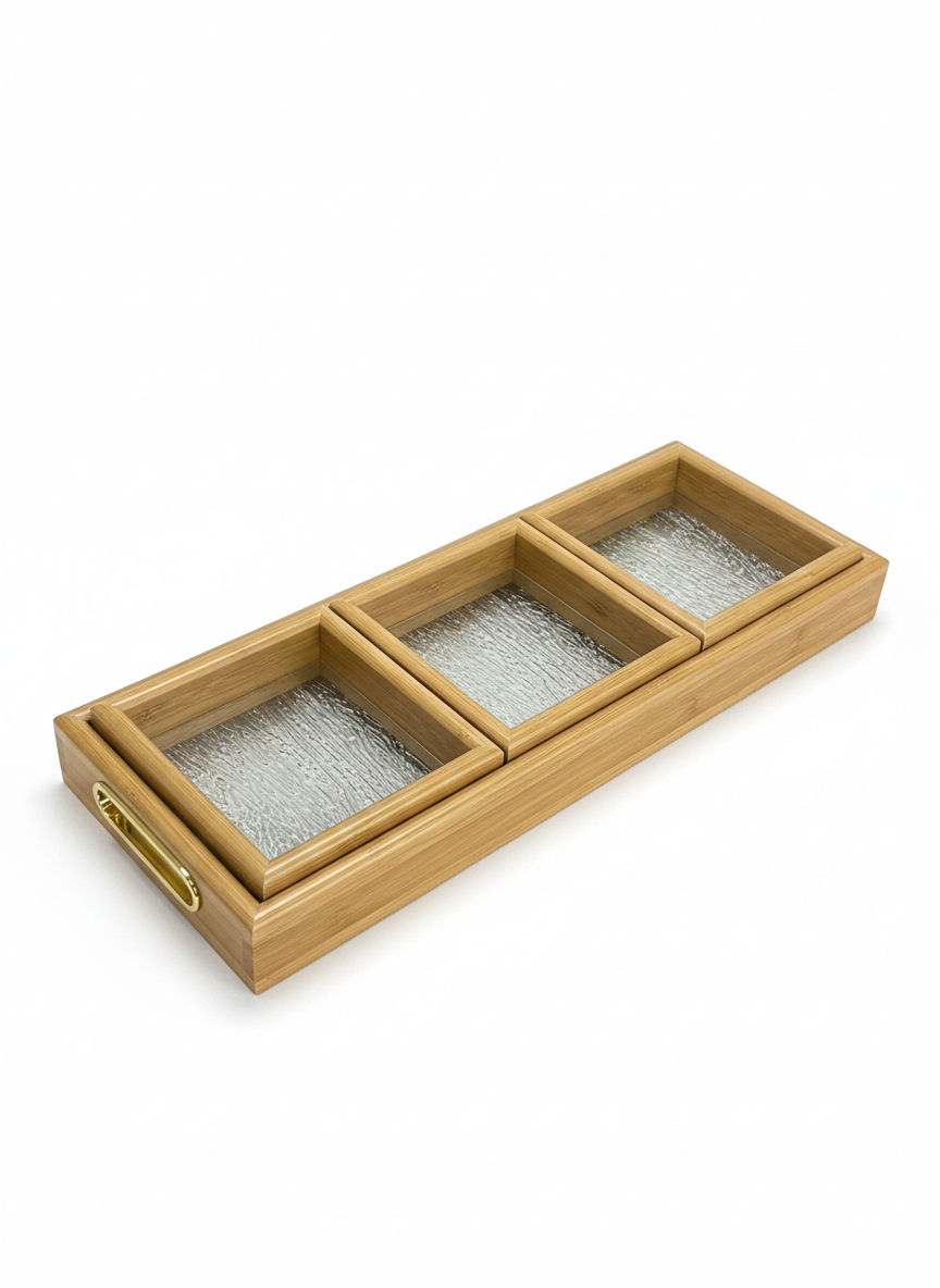 Wood Snack Set in Acrylic – 4 Pieces