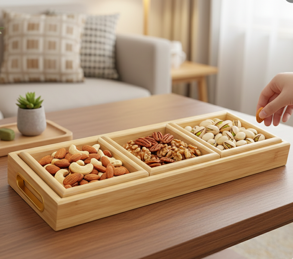 Wood Snack Set in Acrylic – 4 Pieces