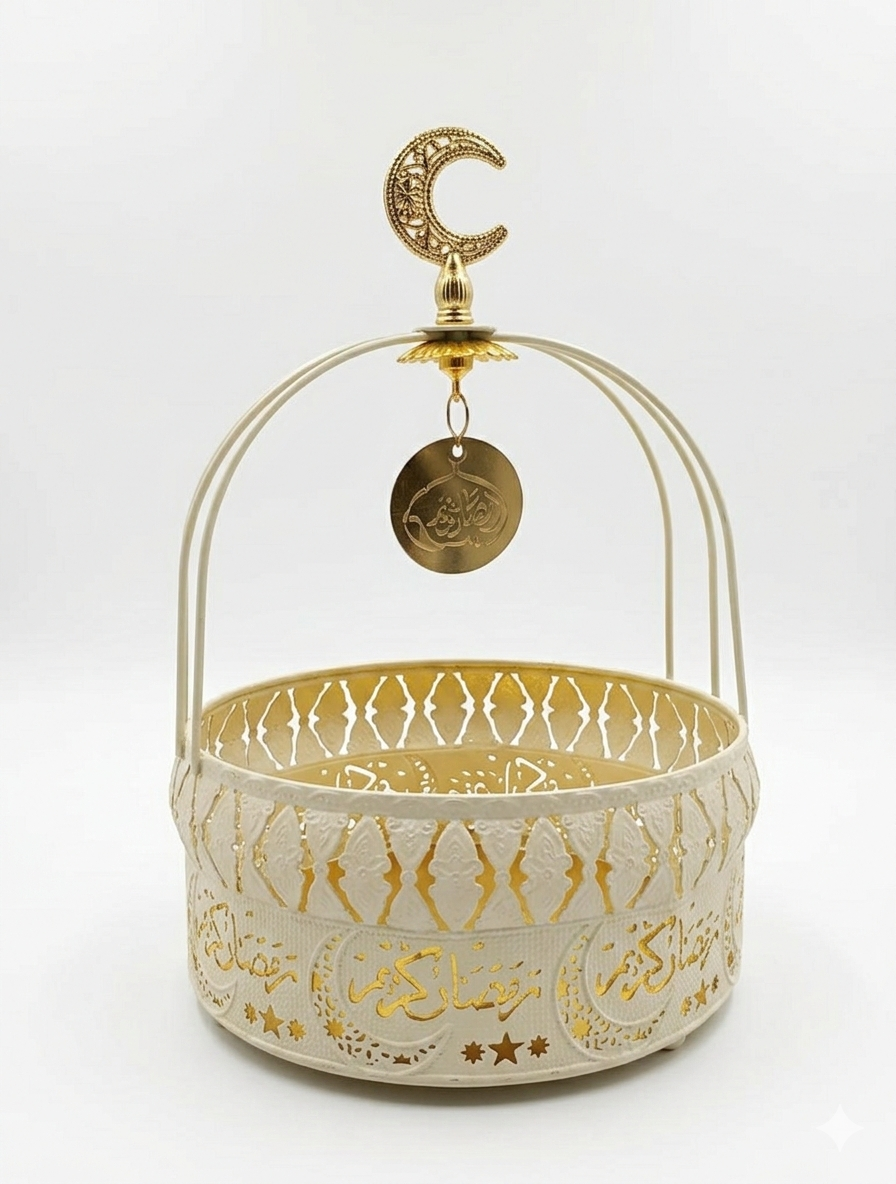 Ramadan Serving Basket with Mirror Base