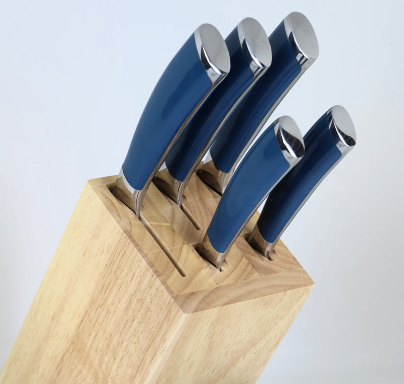 ALMASEYAH 6-Piece Kitchen Knife Set with Bamboo Block,Blue