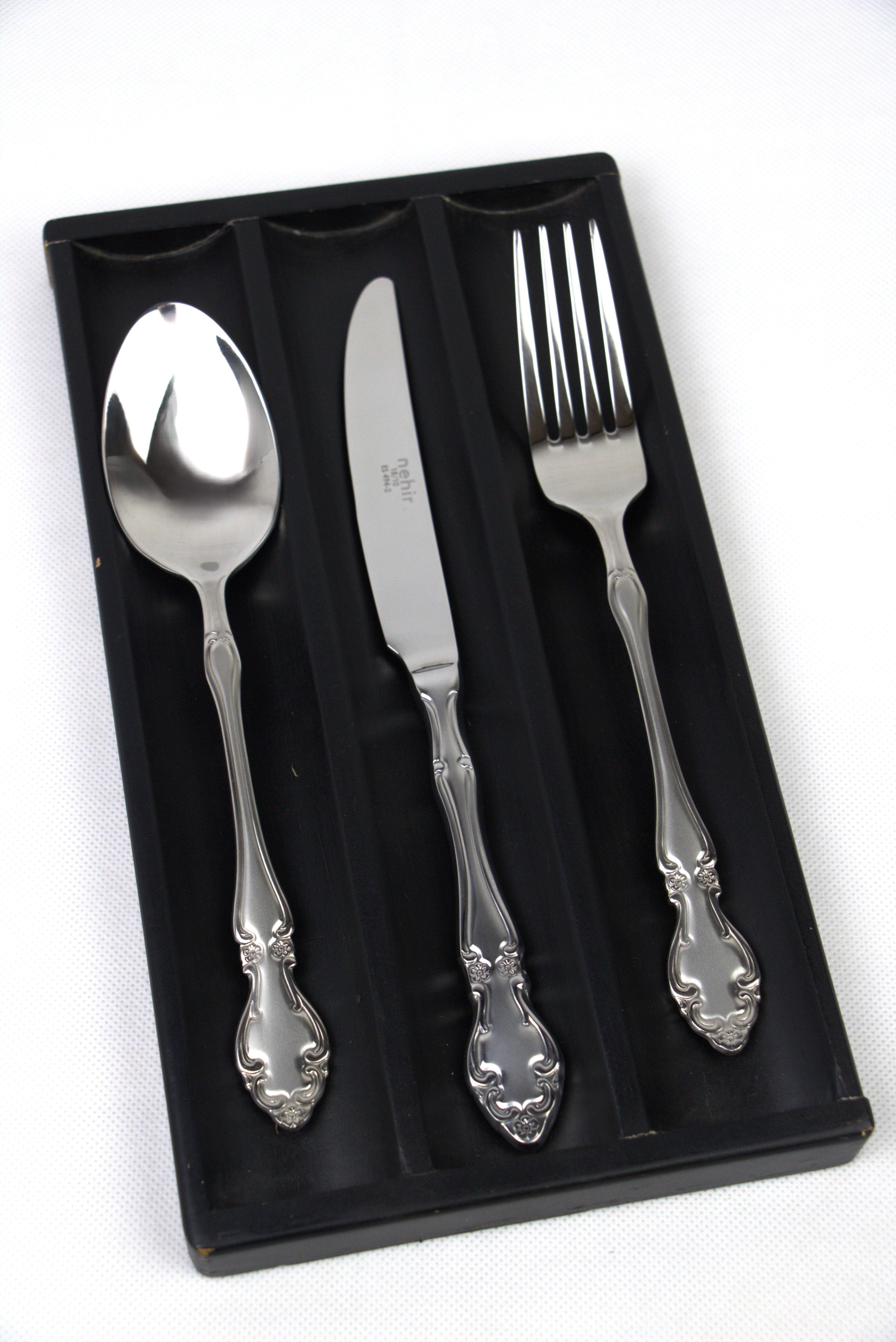 Adriana Turkish Cutlery Set 89 Pieces - Nehir Lalezar Silver Matt.