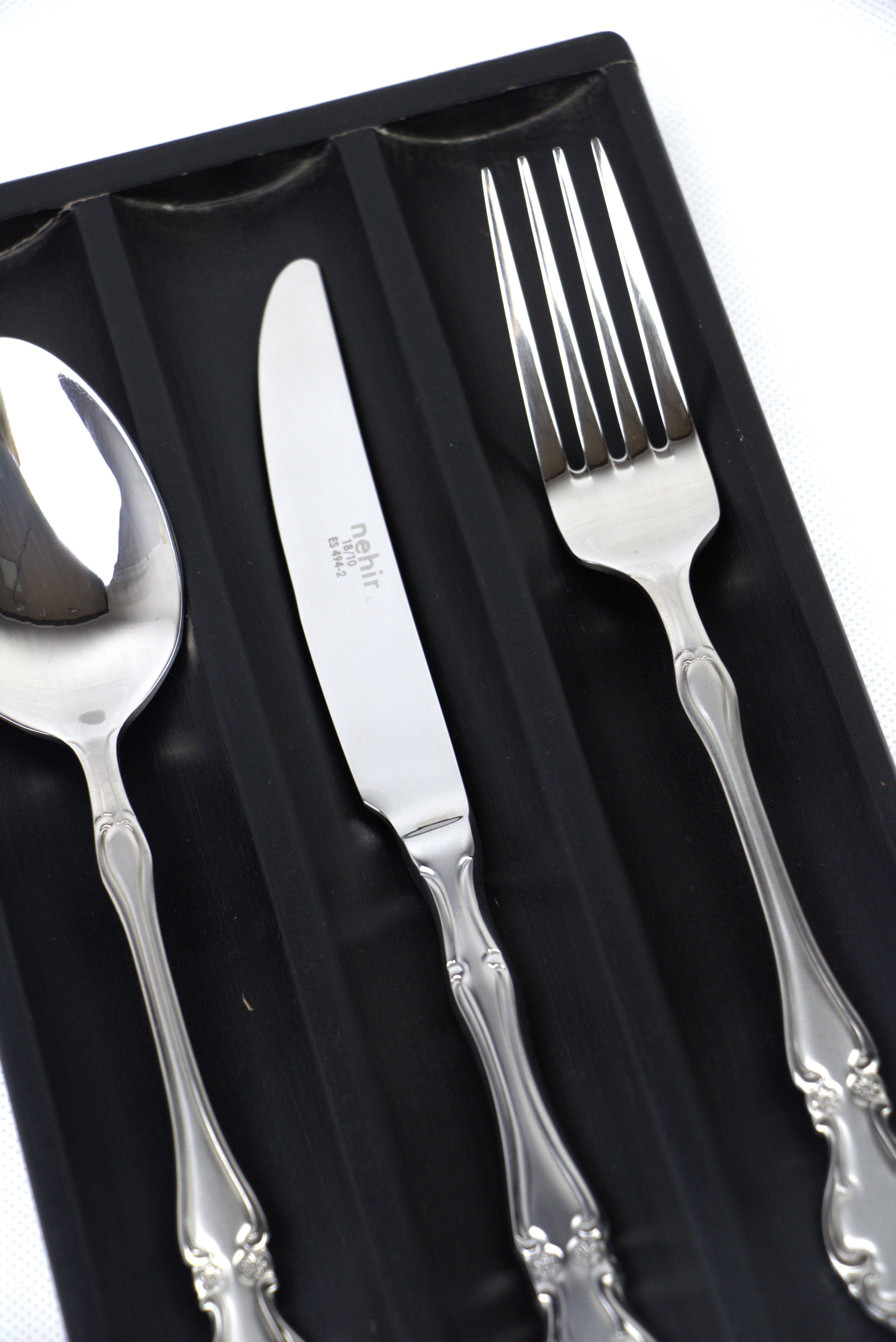 Adriana Turkish Cutlery Set 89 Pieces - Nehir Lalezar Silver Matt.