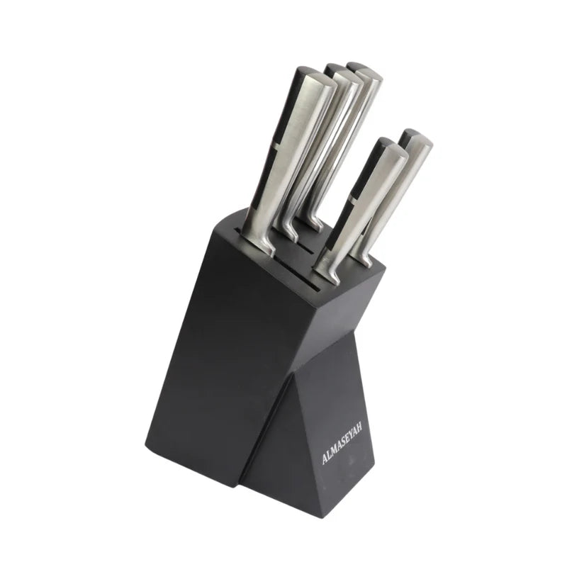 Stainless Steel Knife Set with Black Block – 5 Pieces Modern Kitchen Set