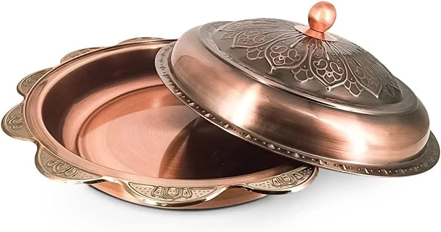 40cm Arabic Stainless Steel Serving Dish – Copper Color, Decorative