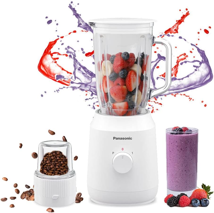 Panasonic MX-EX1081 Blender – 400W, White, with Glass Jar and Glass Mill