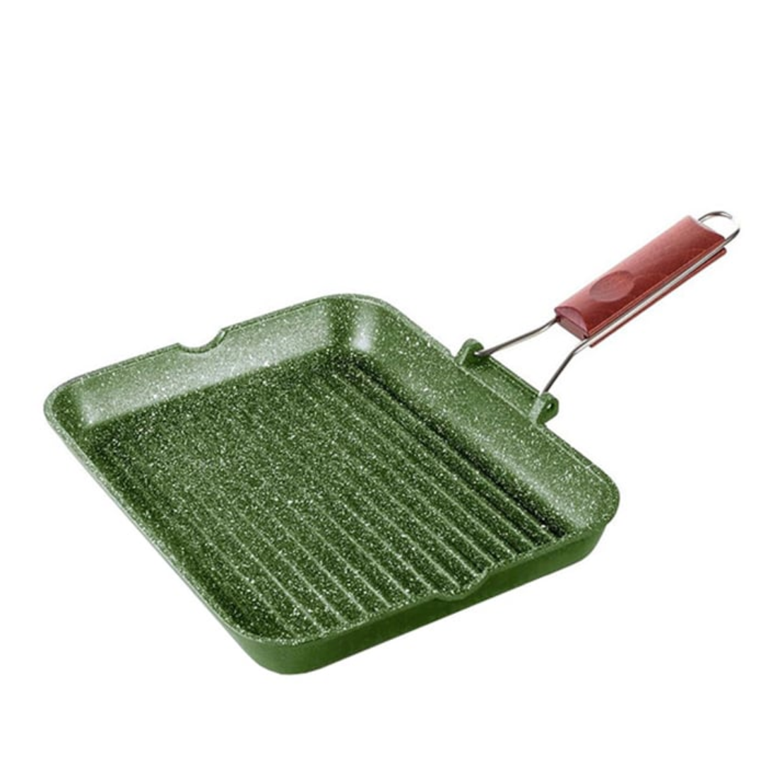 Dr.Green Rectangular Grill Pan with Wooden Handle