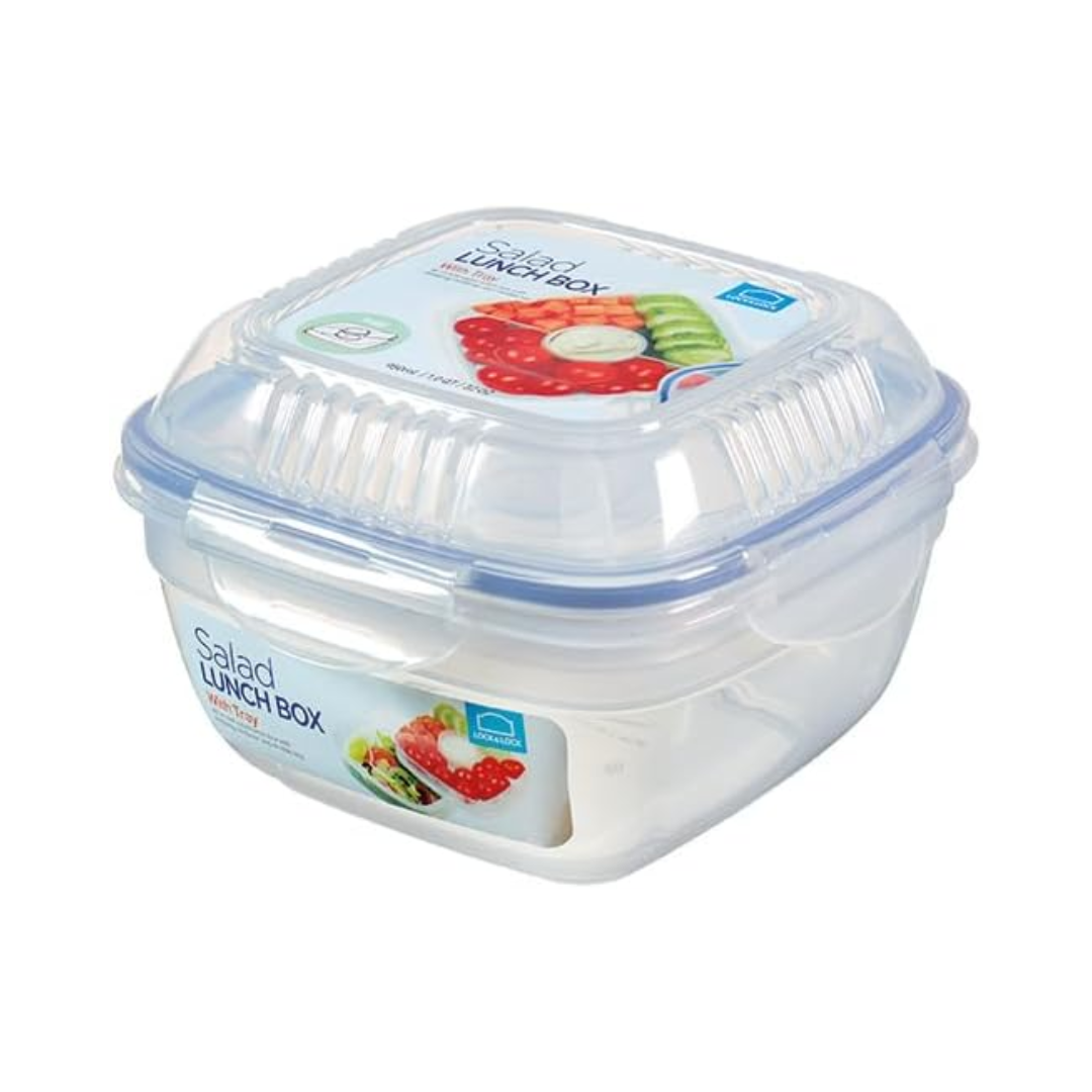 Lock & Lock SALAD LUNCH BOX  WITH TRAY & SAUCE CONTAINER 1.6L