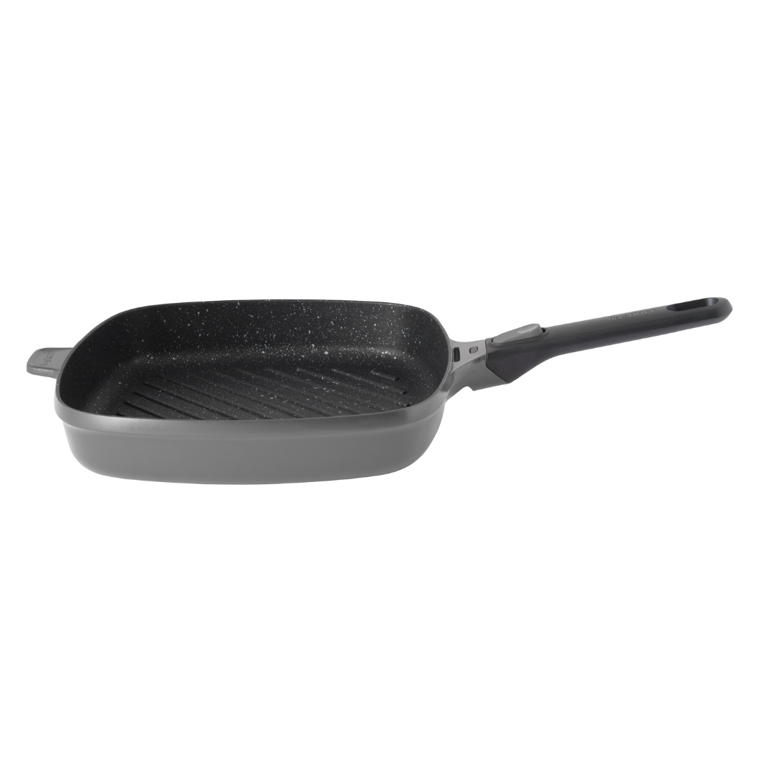 Square grill pan with detachable handle grey 28 cm