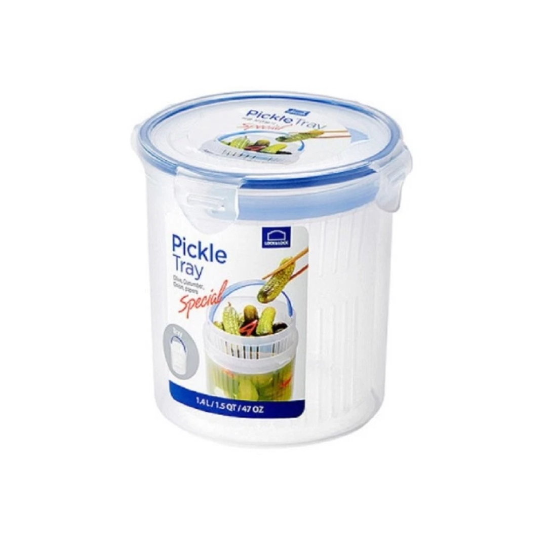 Lock & Lock Round Plastic Container with Tray 1.4L