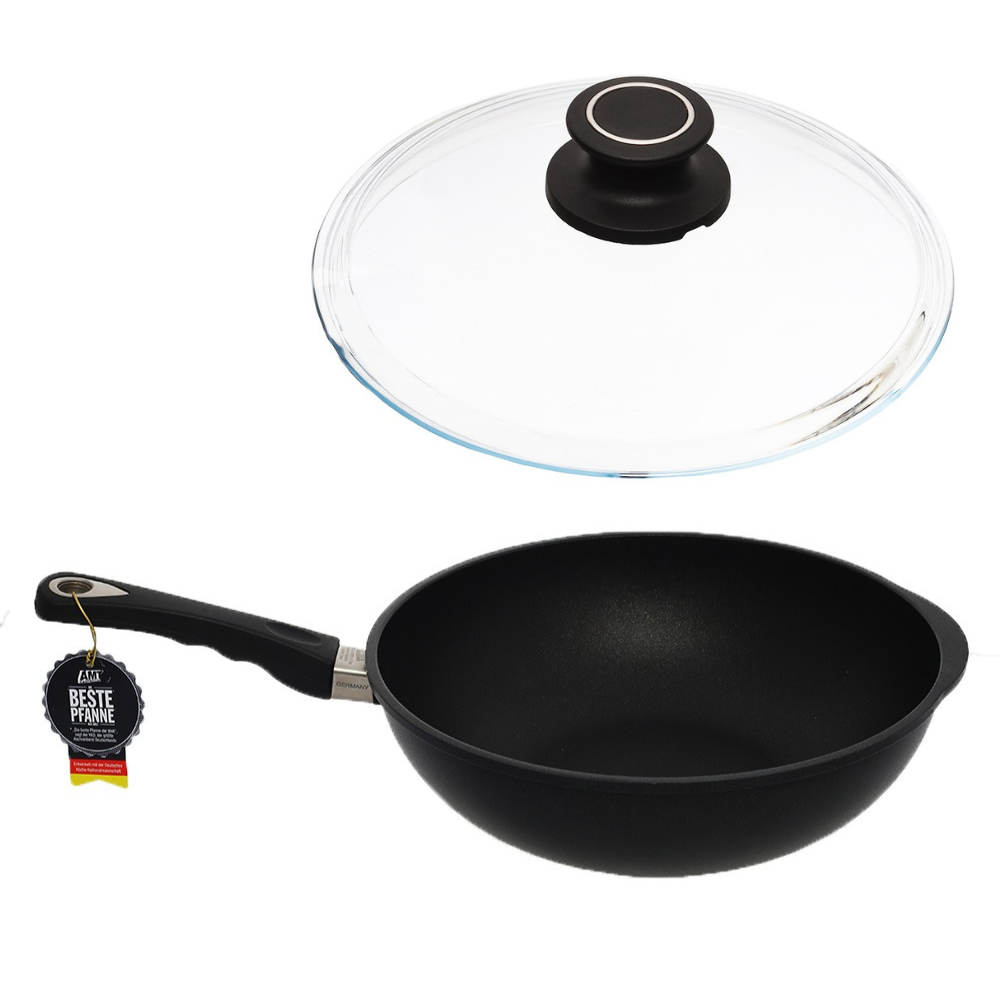 Wok pan with hand and Lid 28 cm height 11 cm