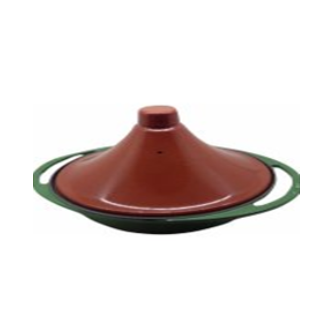 Tajine Cast Iron Casserole 27 cm Green + Porcelain Lid
