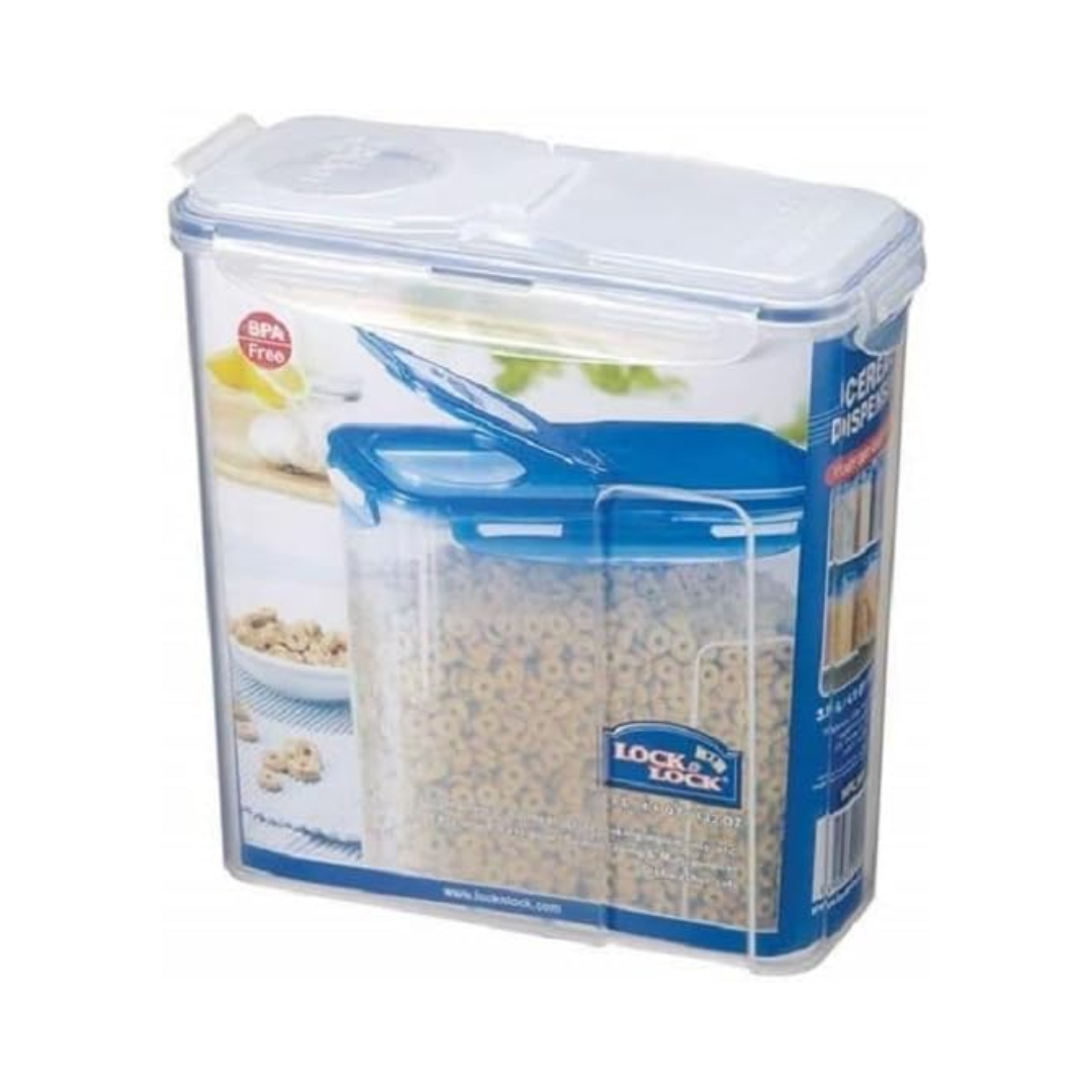 Lock & Lock Rectangle Plastic Cereal Dispenser Container 3.9L with Flip Lid