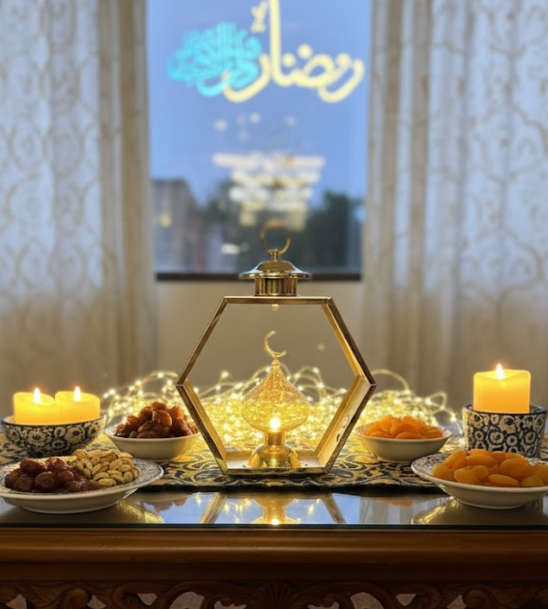 Modern Hexagon Golden Ramadan Lantern with LED