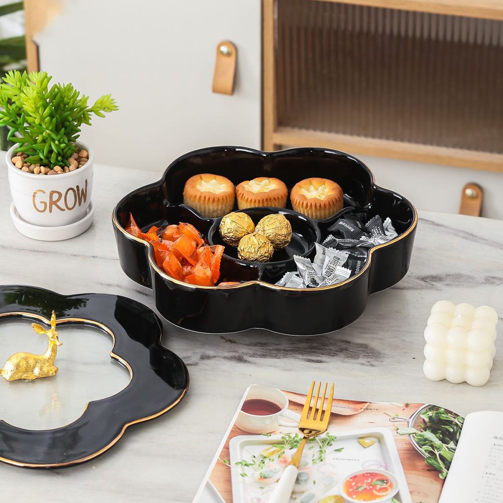 Classic Rotating Divided Porcelain Snack Plate