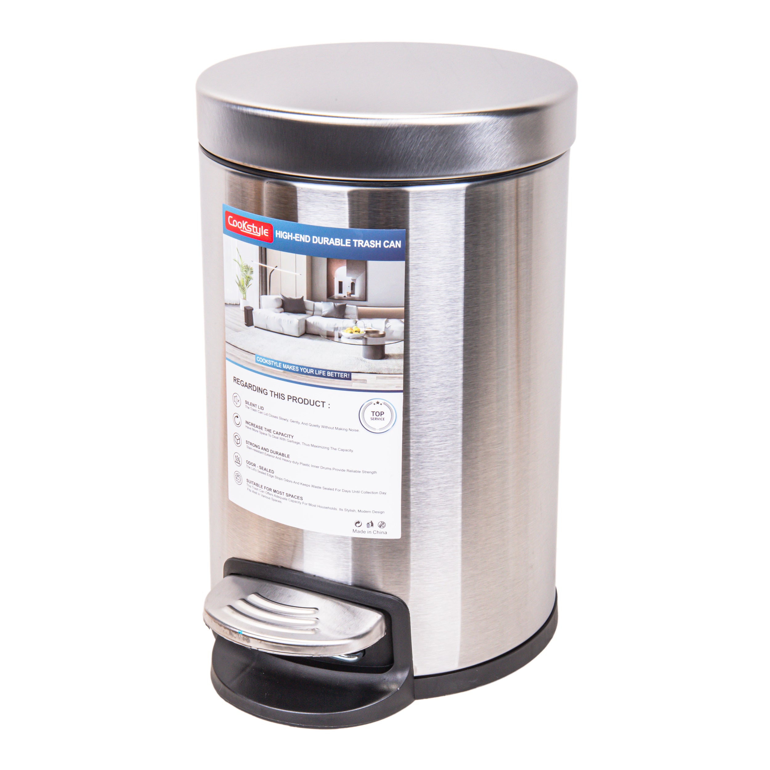 Stainless Steel Trash Bin with Pedal – 3L