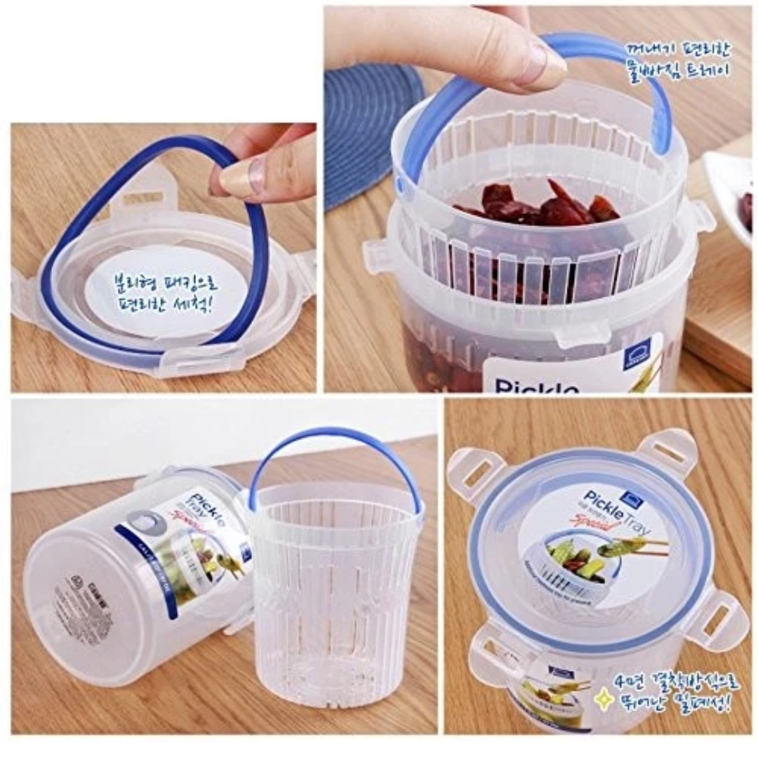 Lock & Lock Round Plastic Container with Tray 1.4L