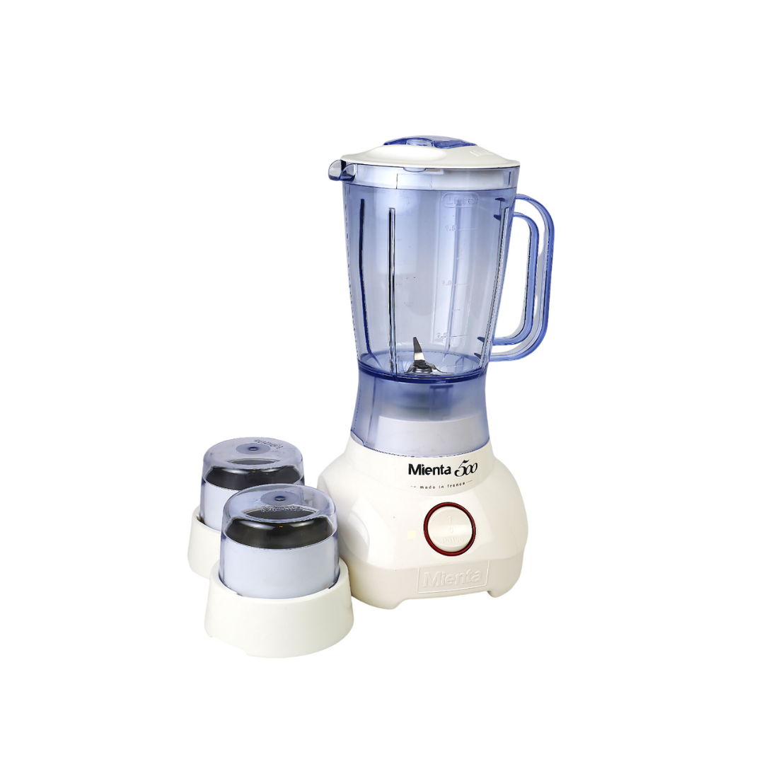 Mienta Jug Blender With Grinder And Mill, 1.5 Liter, 500 Watt, White - BL1251A