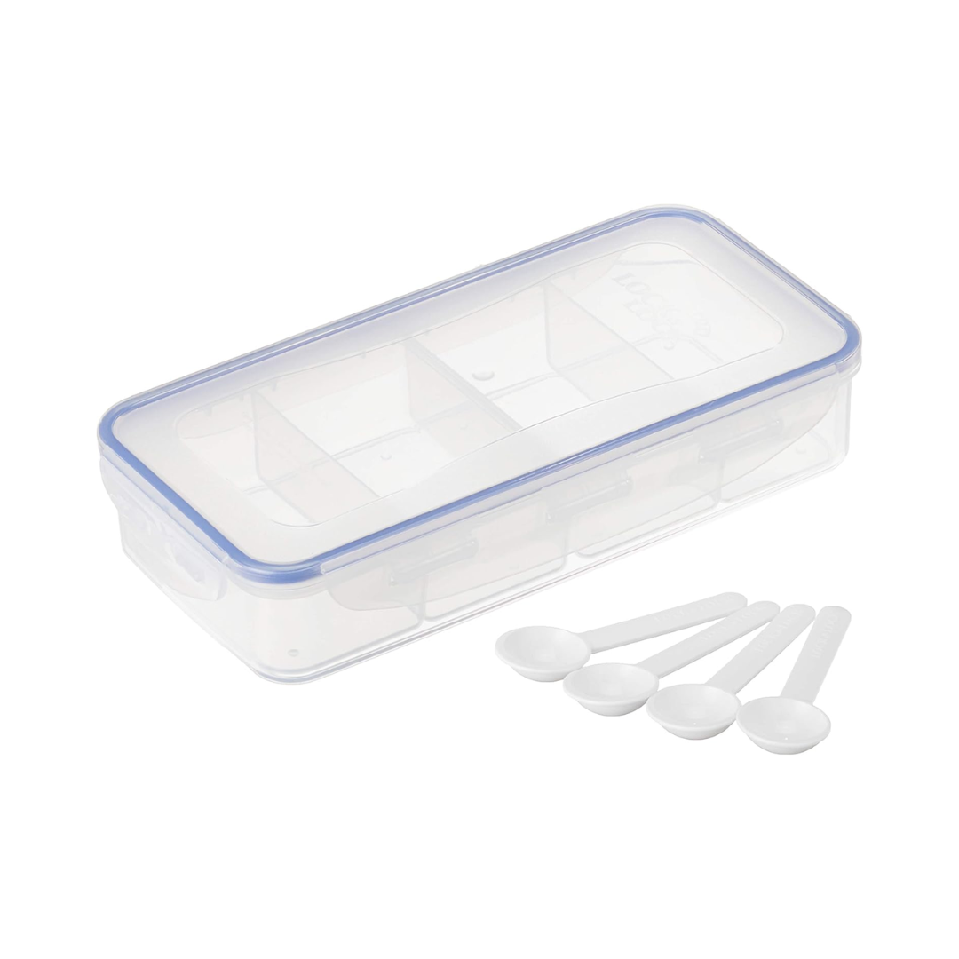 Lock & Lock Divided Plastic Container with 4 Spoons for Spices 1,6L