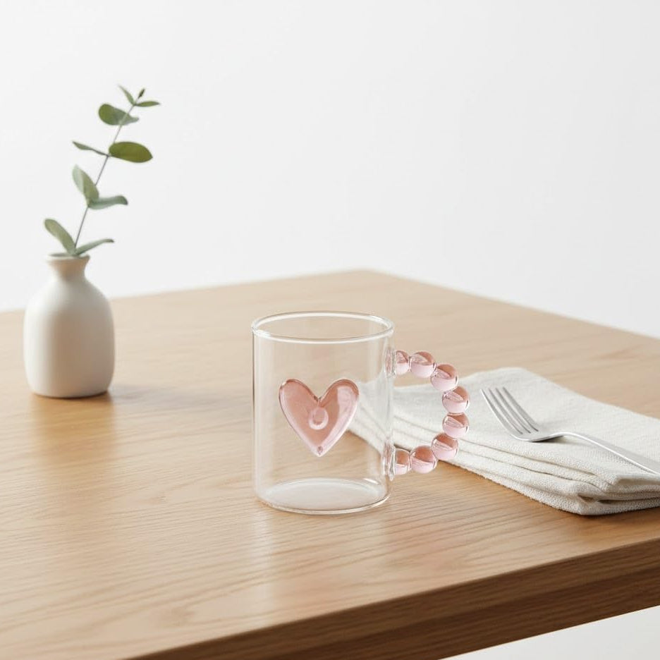 300ml Heart-Shaped Glass Mug