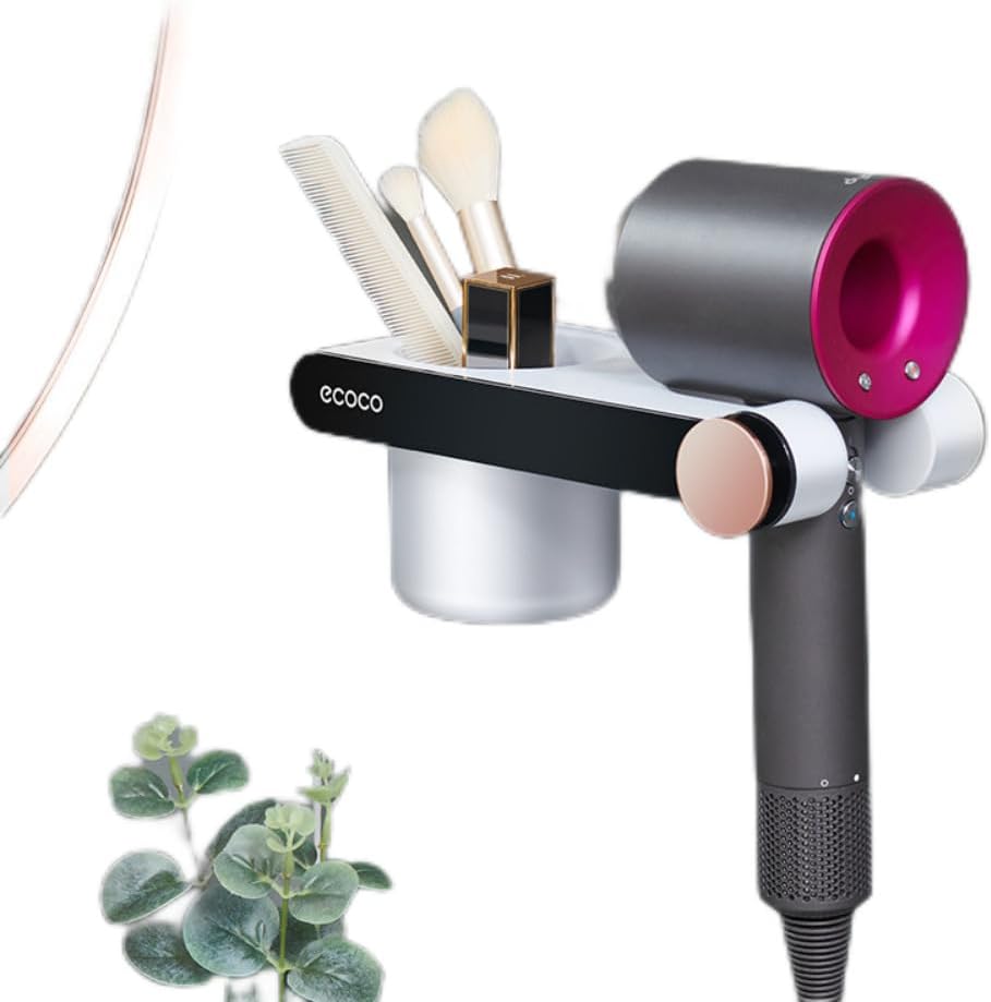 Wall Mounted Hair Dryer Holder – No Drill Bathroom Hair Dryer Rack Organizer