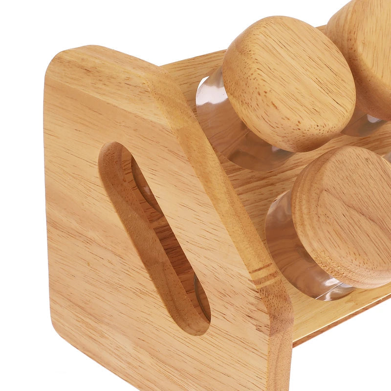 8-Piece Glass Spice Set with Wooden Stand