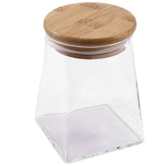 Pyramid 350ml Glass Storage Jar with Bamboo Lid