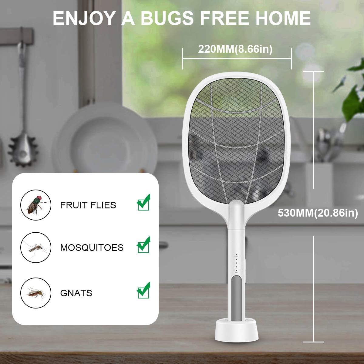 2-in-1 Electric Mosquito Swatter with LED – Portable