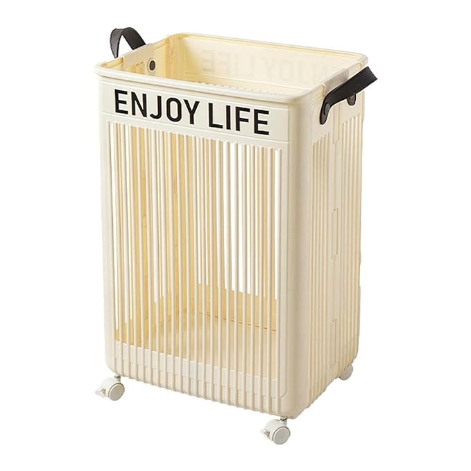 Foldable Plastic Laundry Basket with Wheels – 58L
