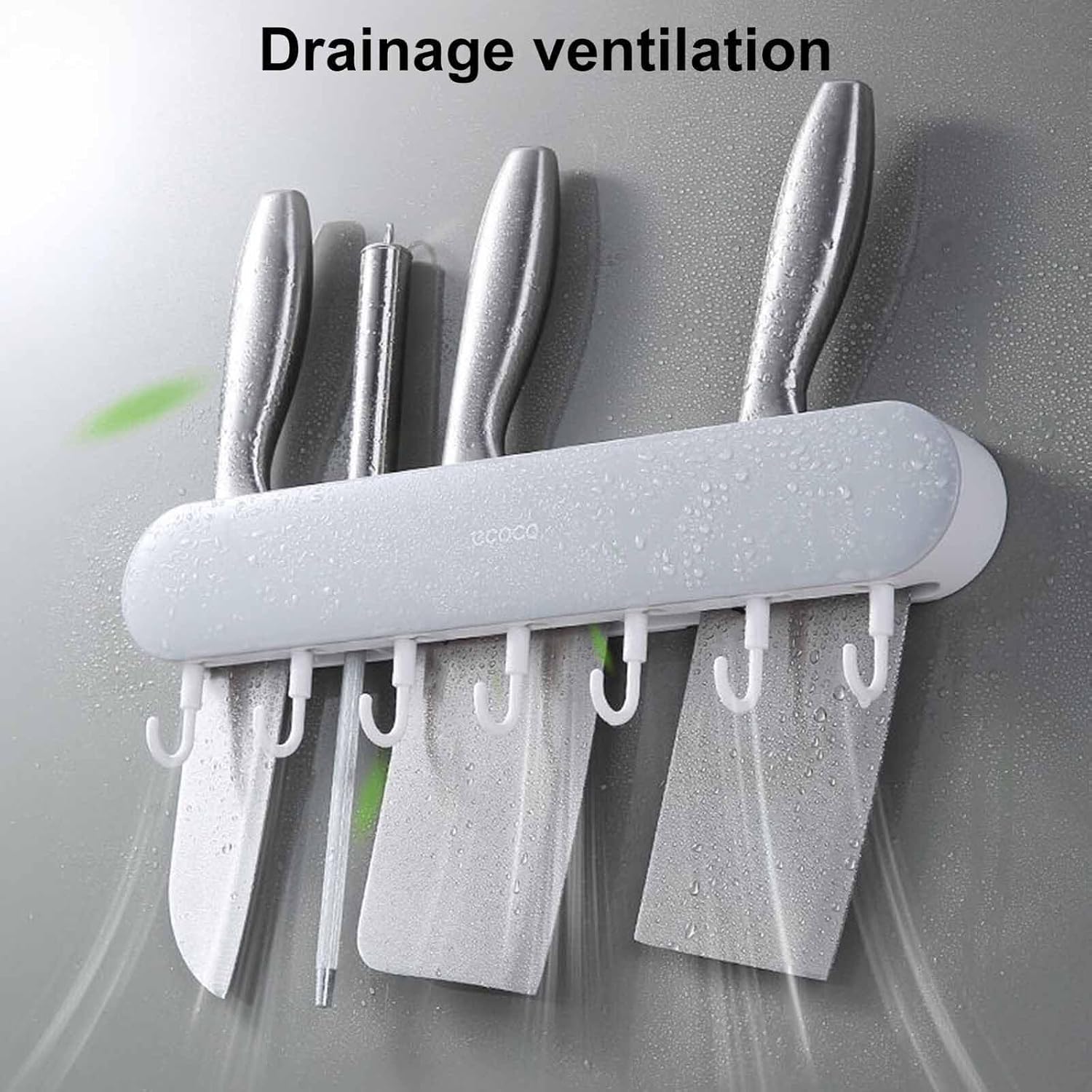 Wall-Mounted Knife Holder with Hooks – Kitchen Organizer (35 cm)