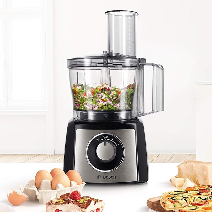 Bosch MultiTalent 3 Plus Food Processor – 900W, 2.3L, Stainless Steel & Black
