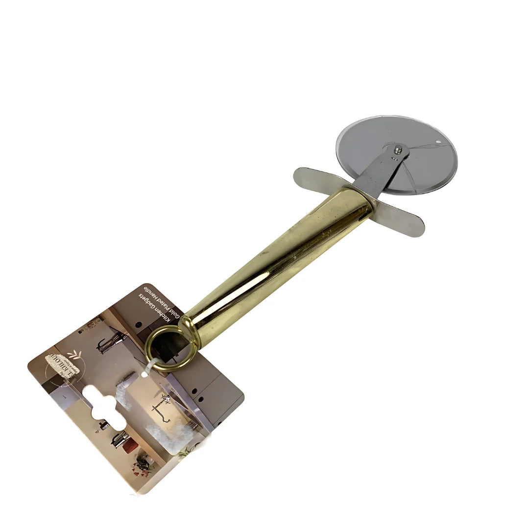 Pizza cutter with gold handle