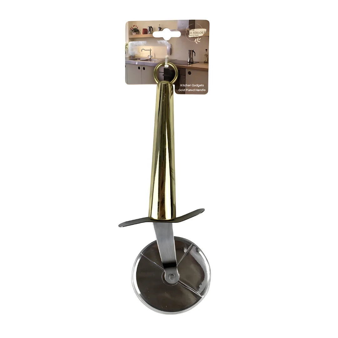 Pizza cutter with gold handle