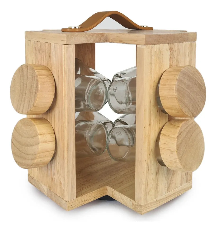 8-Piece Glass Spice Set with Wooden Stand