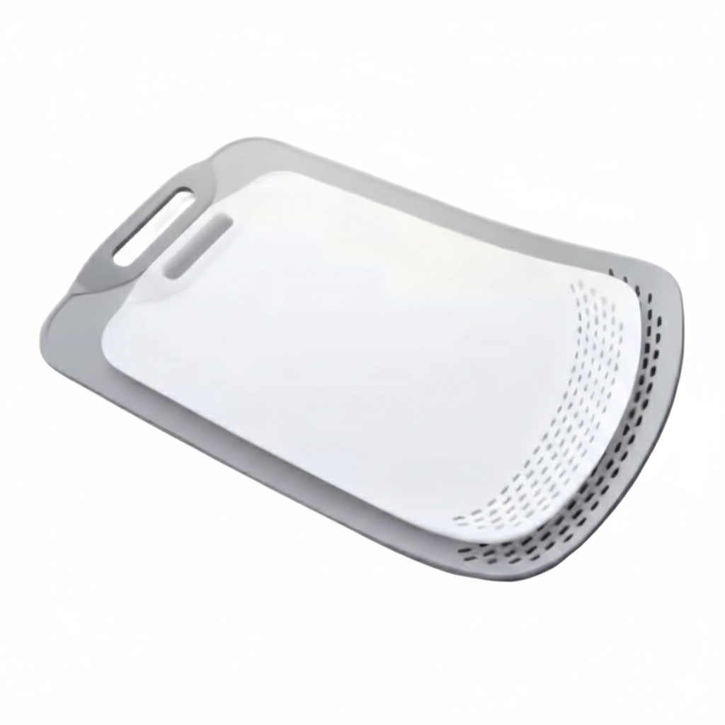 2-Piece Plastic Cutting Board Set with Built-in Strainer