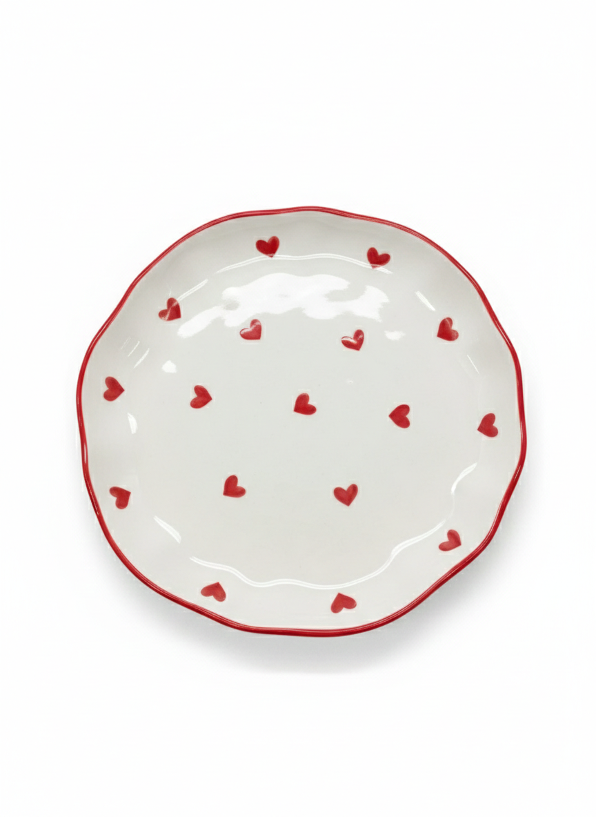 Heat-Resistant Flat Porcelain Plate – Heart Shape