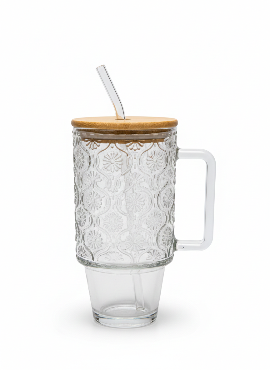 Large Glass Iced Coffee Mug