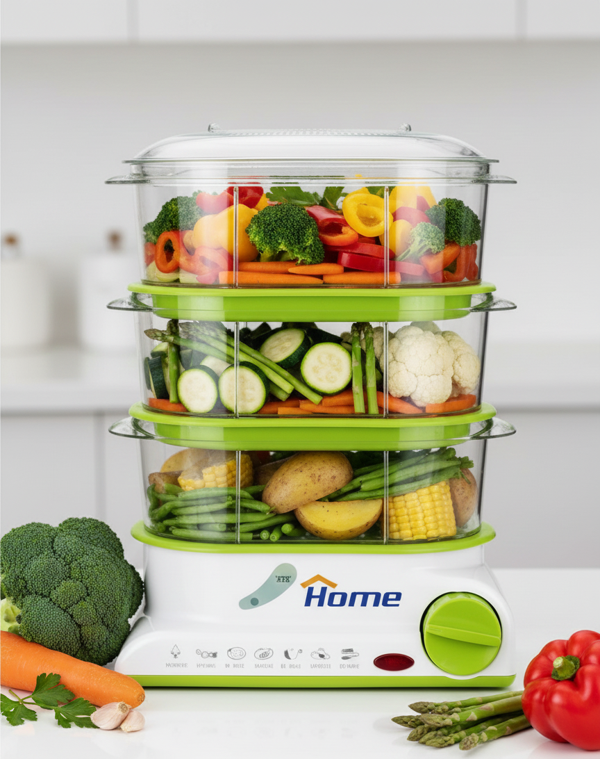 حلة طهي بالبخار 3 أدوار Home KL-916 – سعة 2.5 لتر