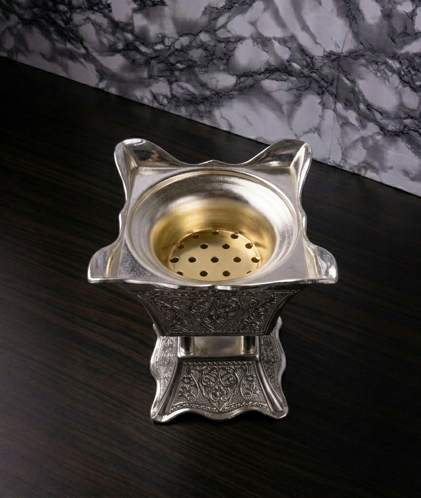Silver-Plated Metal Incense Burner – Classic Luxury Design