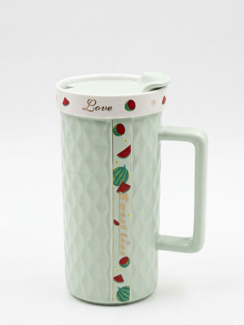 Large Porcelain Mug with Lid | Mint Green