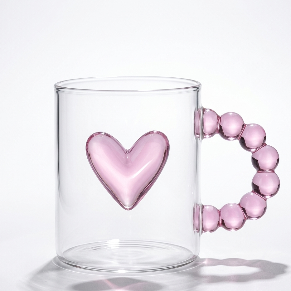 300ml Heart-Shaped Glass Mug