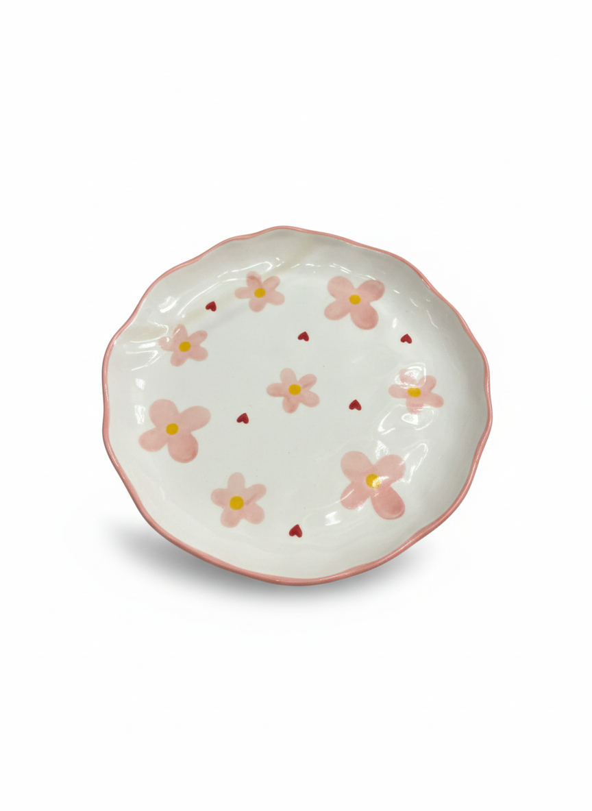Heat-Resistant Flat Porcelain Plate – Floral Design