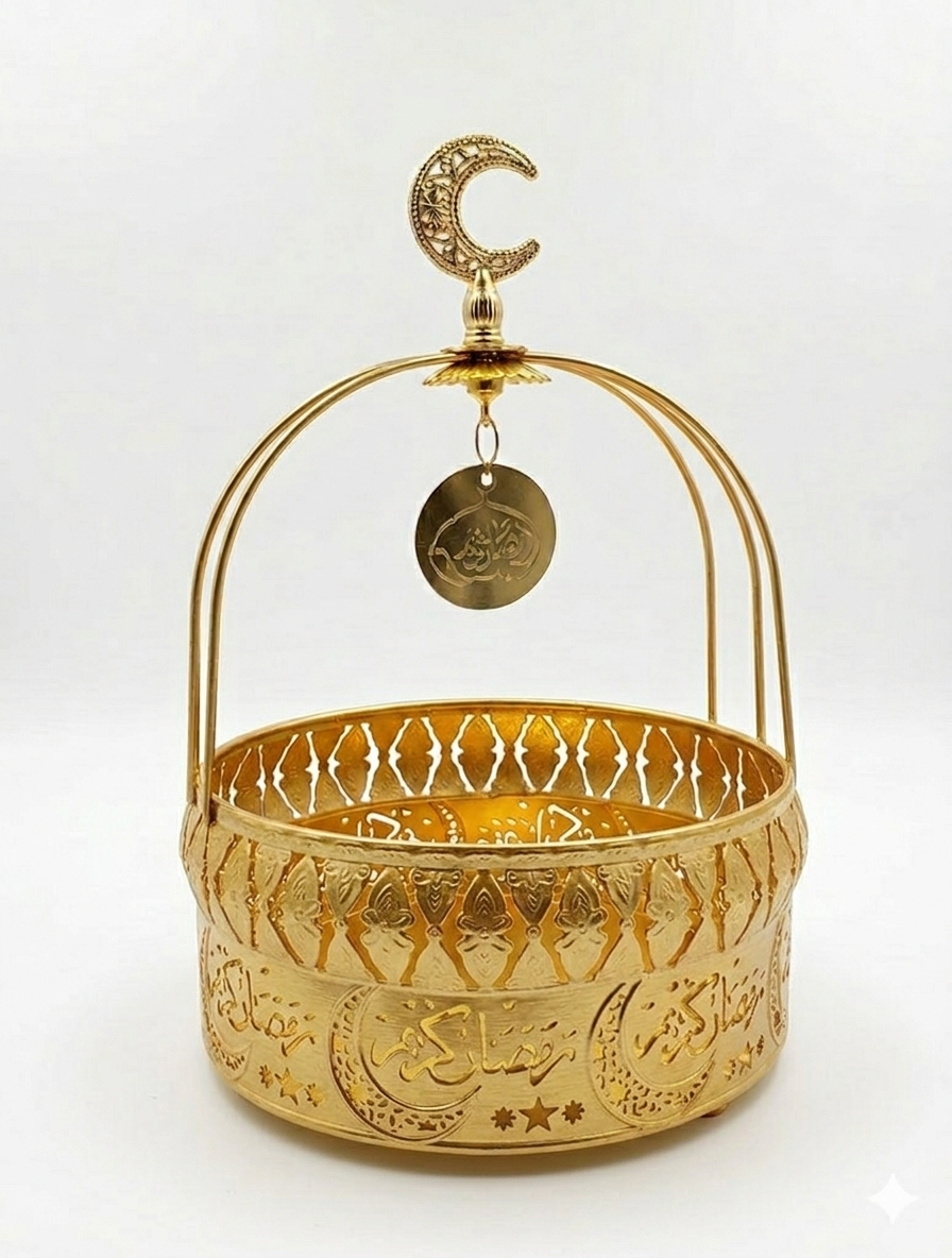 Ramadan Serving Basket with Mirror Base