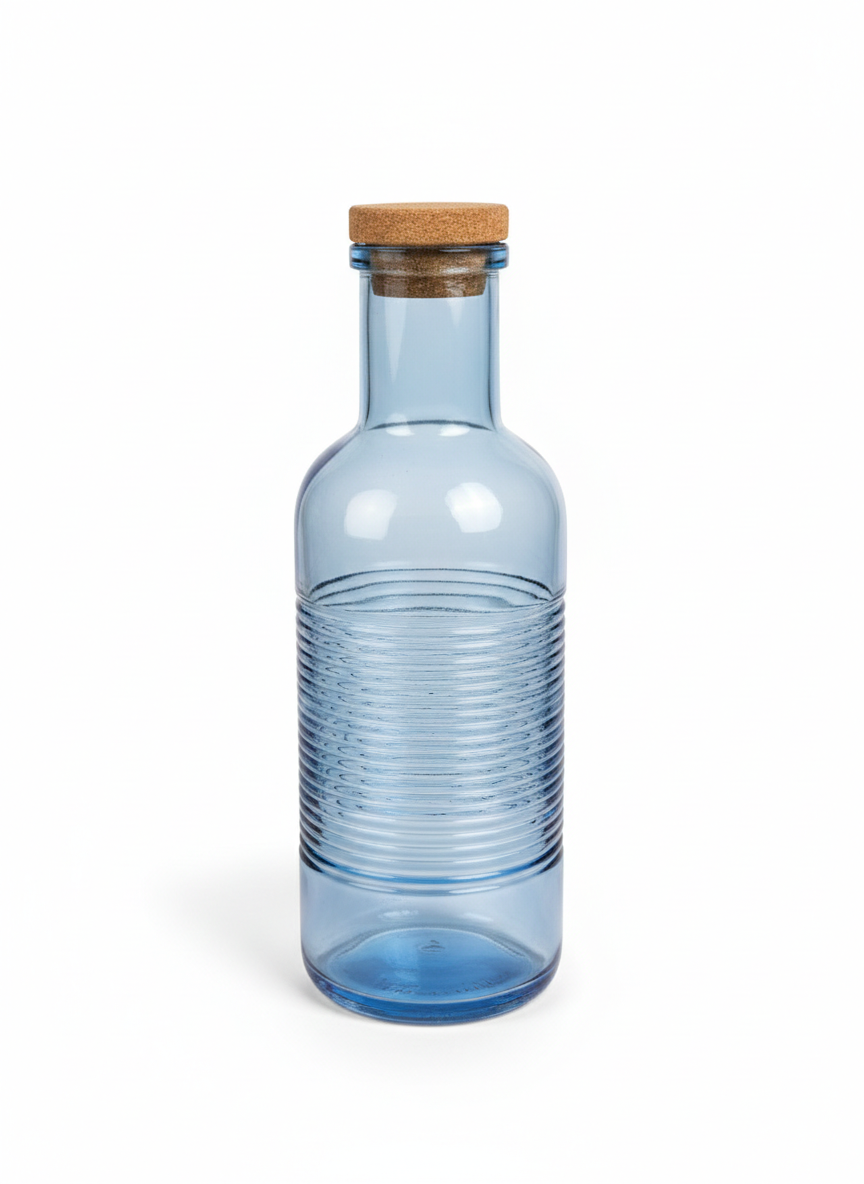 Cylindrical Glass Water Bottle – Cork Lid