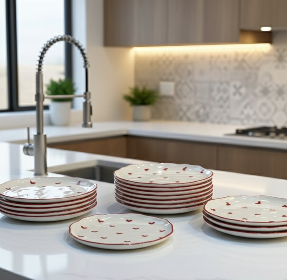 Heat-Resistant Flat Porcelain Plate – Heart Shape